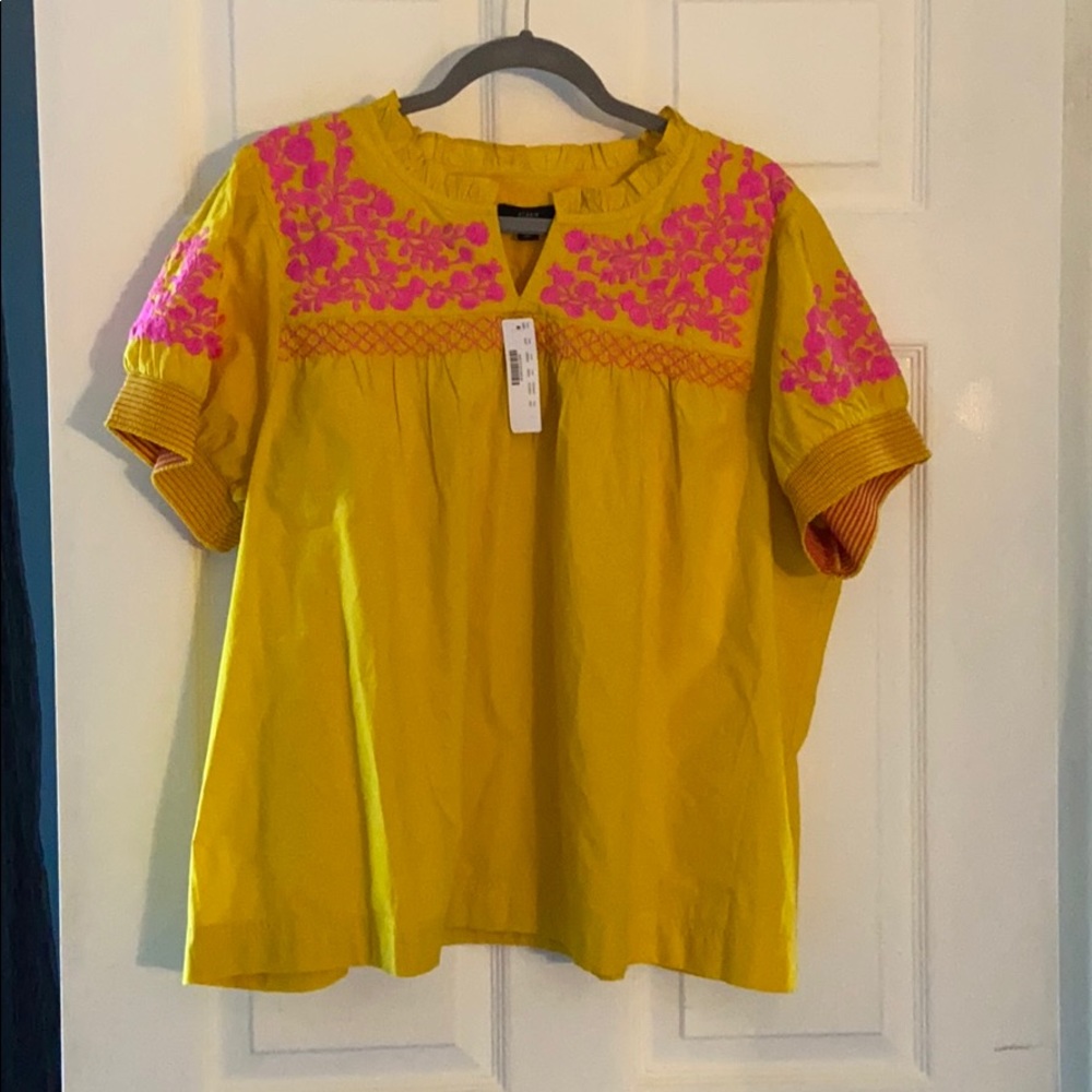 Brand New! Mustard yellow and hot pink top